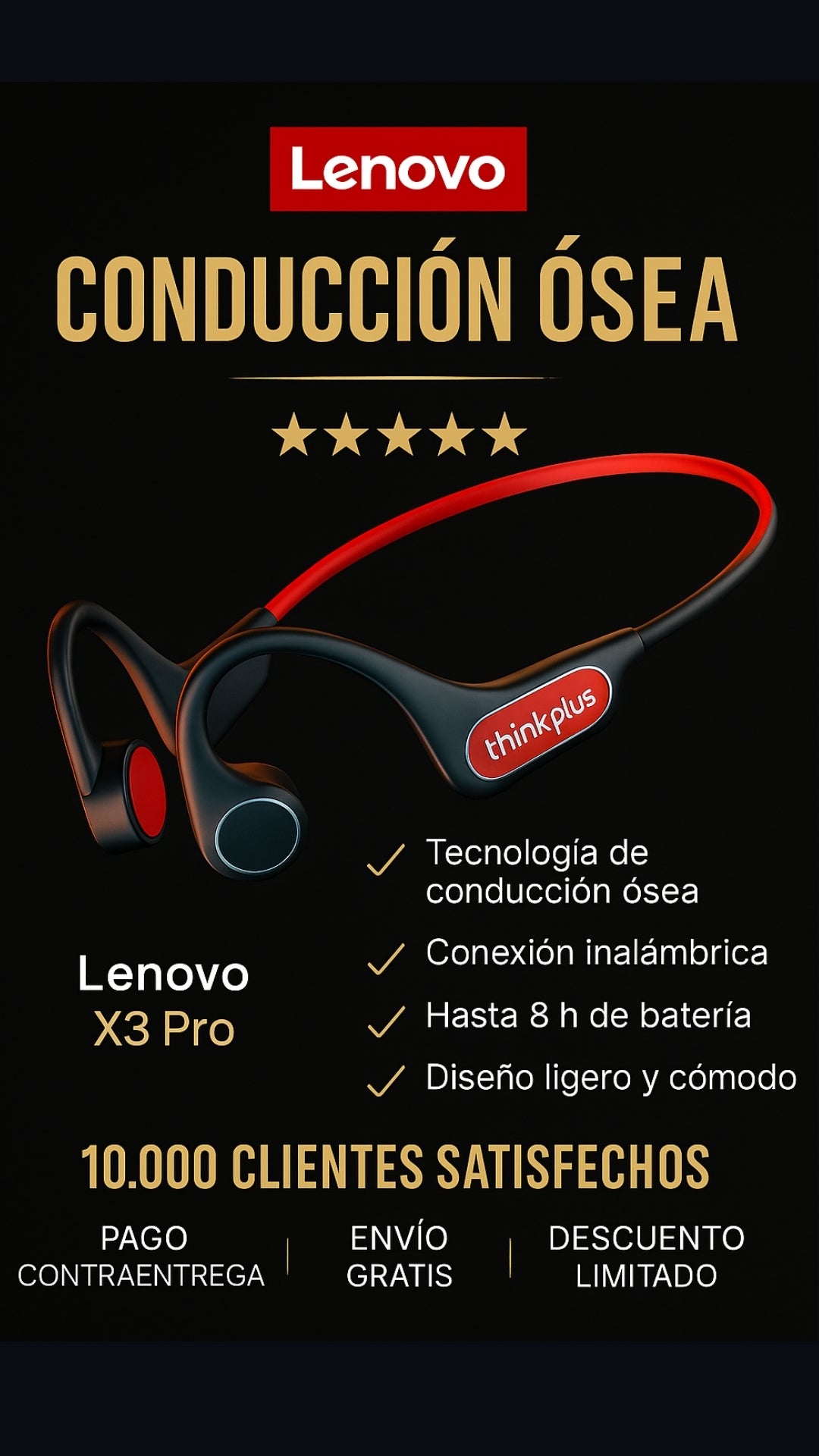 Audifonos de conducción ósea Lenovo X3 Pro💎💎
