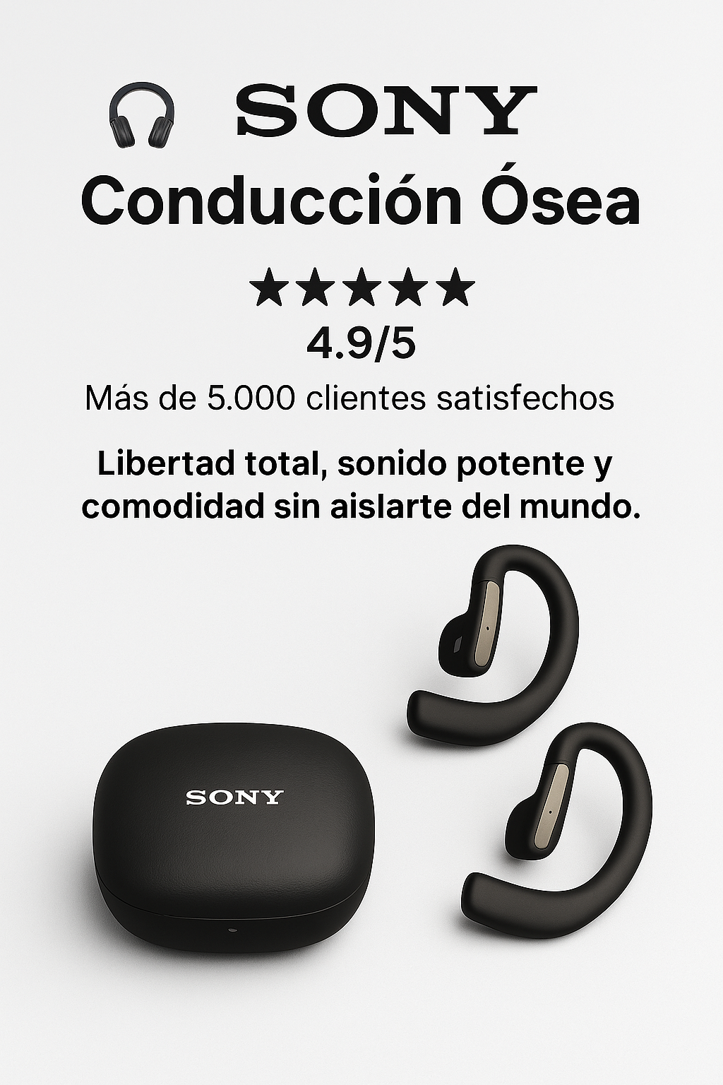 Audifonos de conduccion osea sony tws agarre en oreja