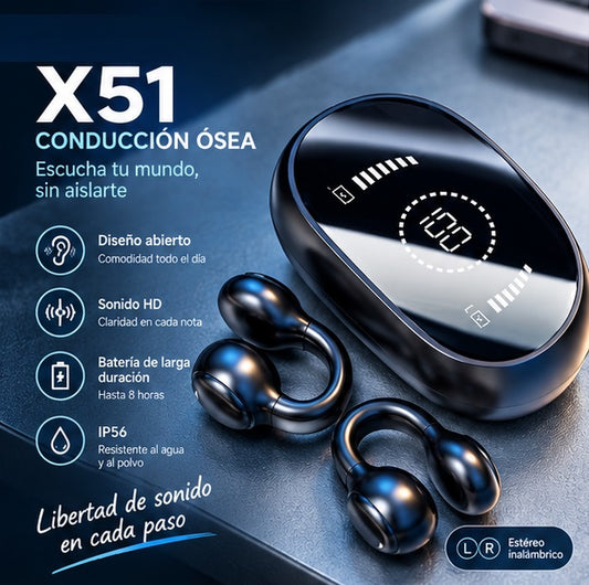 Audifonos de conduccion osea x51 hometly tws agarre en oreja